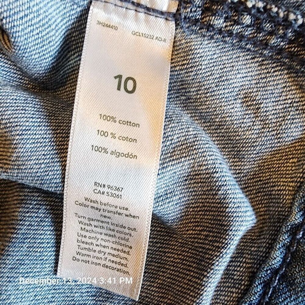 Oshkosh Bgosh Girls Denim Jean Jacket Appliques Snap Up Flap Pockets Blue Sz 10 - Picture 5 of 8